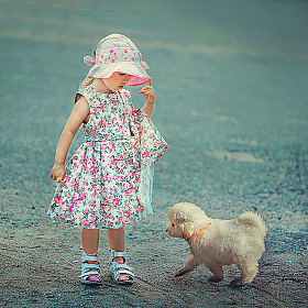 фотограф Екатерина Захаркова. Фотография "Девочка и щенок"