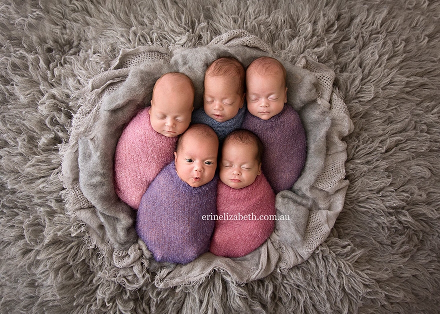 очаровательная фотосессия матери пятерых близнецов