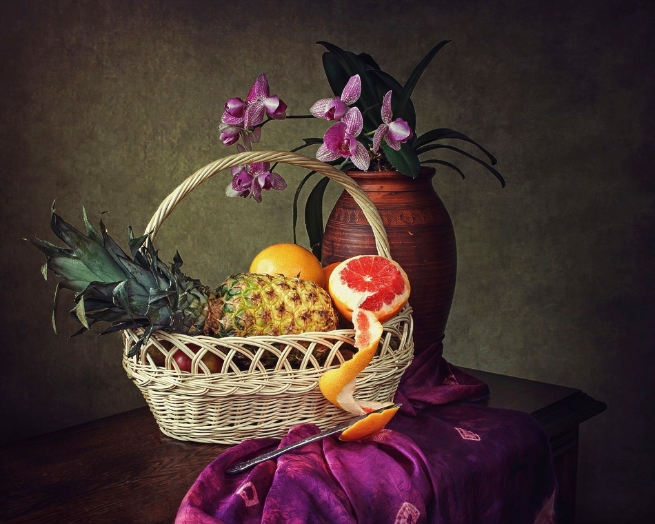 Натюрморт с орхидеей и фруктами | Фотограф Ирина Приходько | foto.by фото.бай
