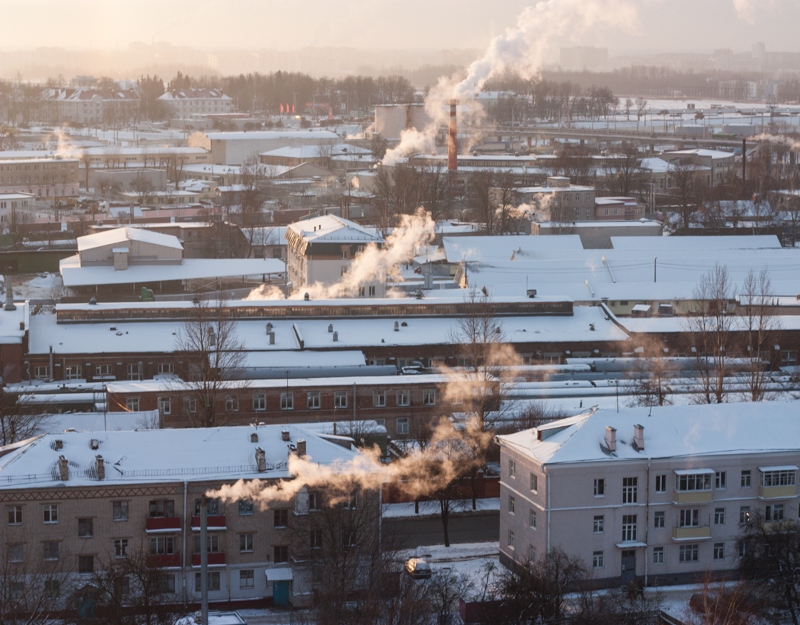 Вид на город Минск с 16 этажа в морозный день | Фотограф Николай Никитин | foto.by фото.бай
