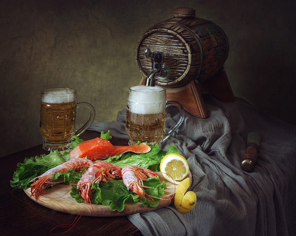 Натюрморт с пивом и креветками | Фотограф Ирина Приходько | foto.by фото.бай