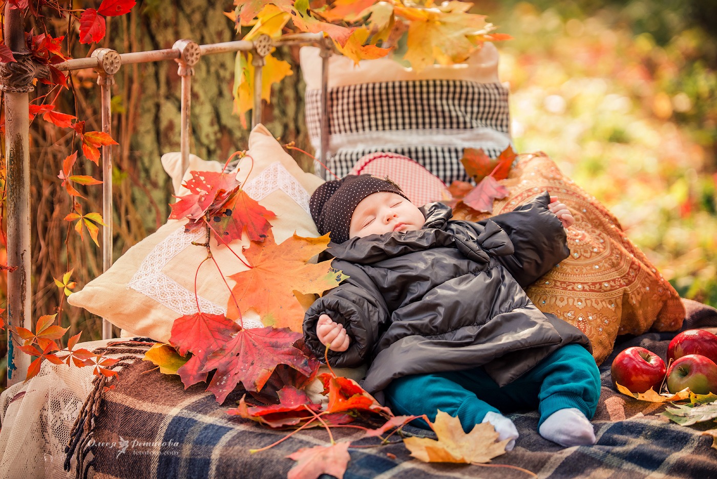 Осенняя фотосессия детей пикник