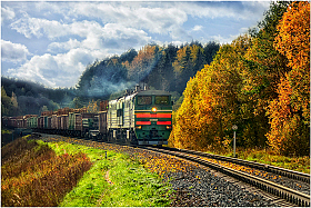 Осень и товарняк | Фотограф Алексей Румянцев | foto.by фото.бай