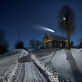 Сельский пейзаж с кометой | Фотограф Сергей Мельник | foto.by фото.бай
