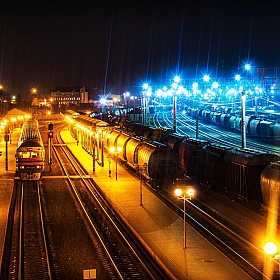 Лидский вокзал ночью | Фотограф Вадим Климанов | foto.by фото.бай