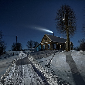 Cельский пейзаж с кометой | Фотограф Сергей Мельник | foto.by фото.бай