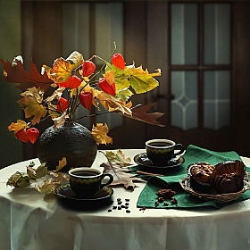 Кофе с осенним букетом | Фотограф Ирина Приходько | foto.by фото.бай