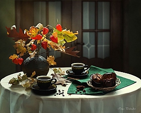 Кофе с осенним букетом | Фотограф Ирина Приходько | foto.by фото.бай